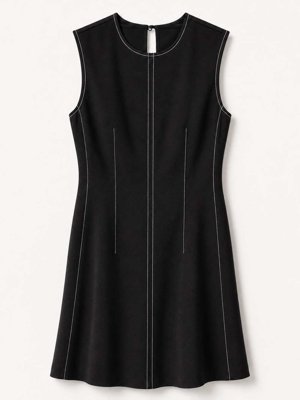 rag & bone Black Sleeveless A-Line Dress with White Contrast Stitching